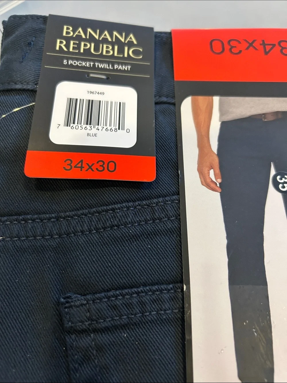 Banana Republic Mens 5 Pocket Twill Pant Slim Fit Blue 34x30 NWT 1967449